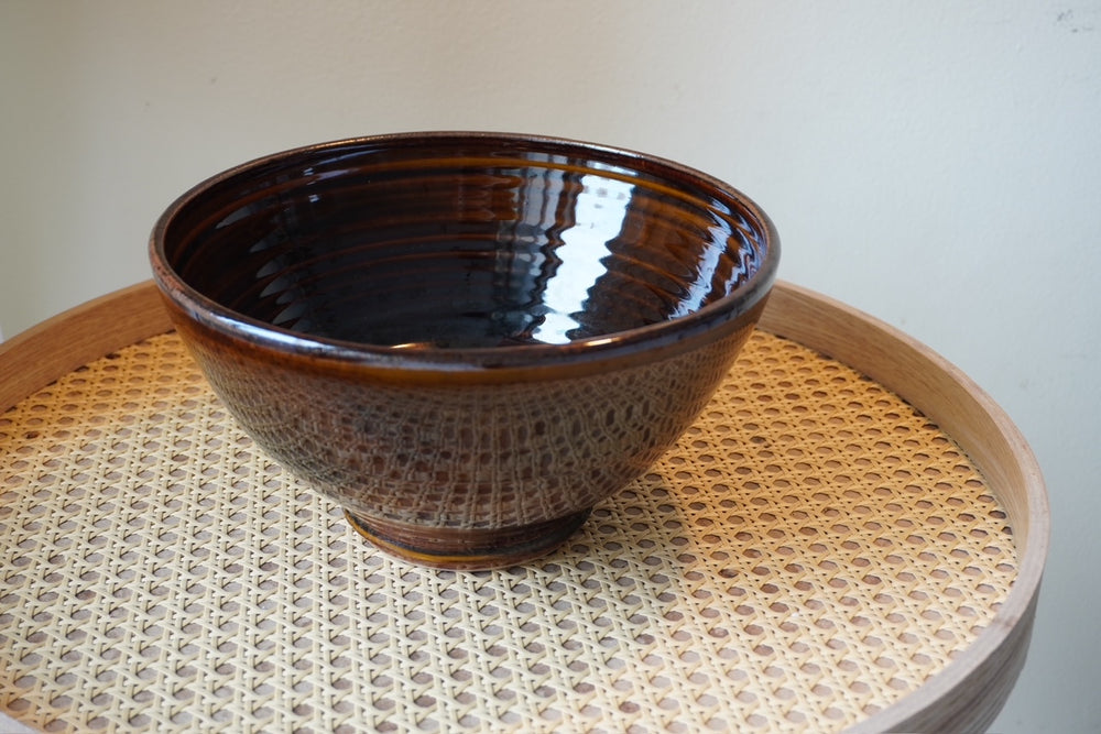 Dark Glaze Stoneware Serving Bowl