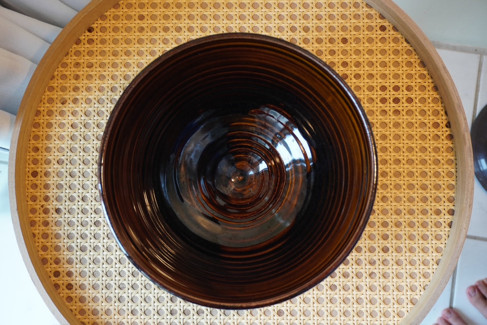 Dark Glaze Stoneware Serving Bowl