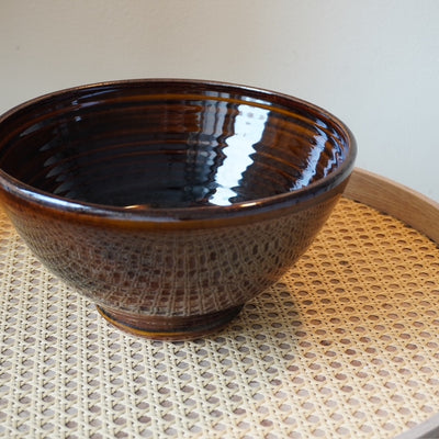 Dark Glaze Stoneware Serving Bowl