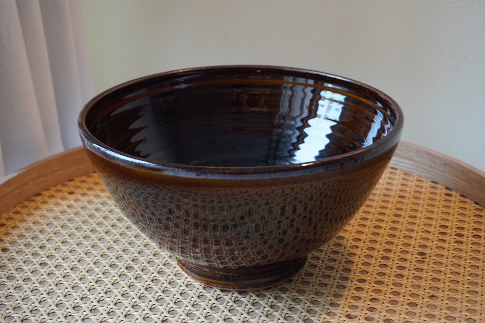 Dark Glaze Stoneware Serving Bowl