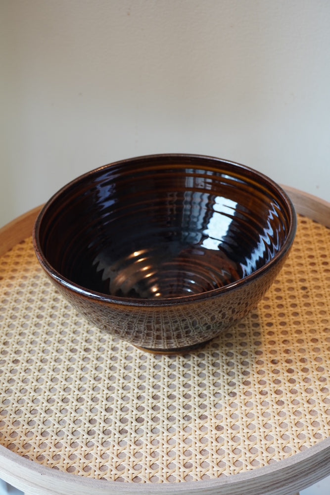 Dark Glaze Stoneware Serving Bowl